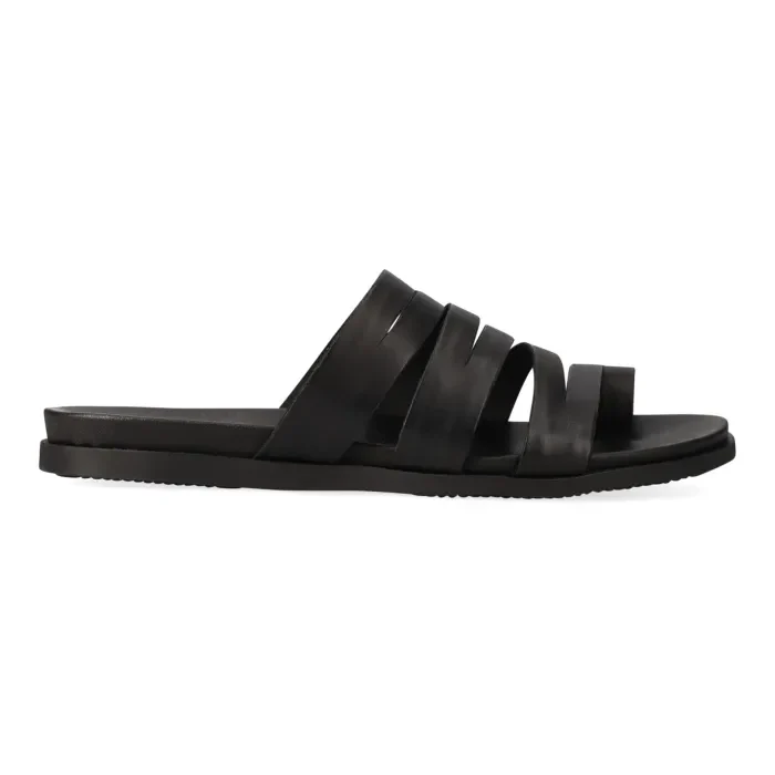 Abuye : Ladies Leather Sandal in Black Relaxa - Image 3