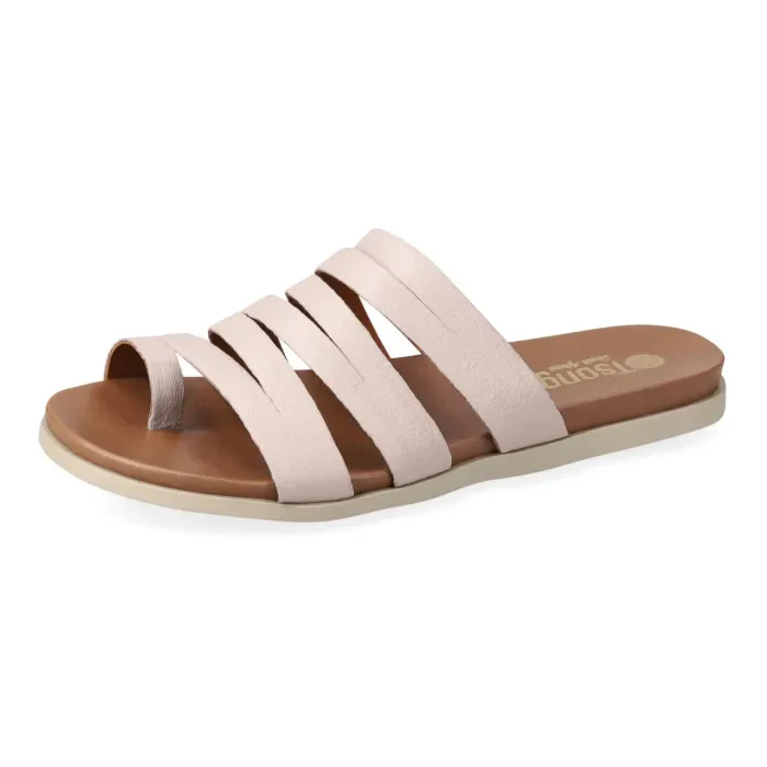 Abuye : Ladies Leather Sandal in Cream - Image 2