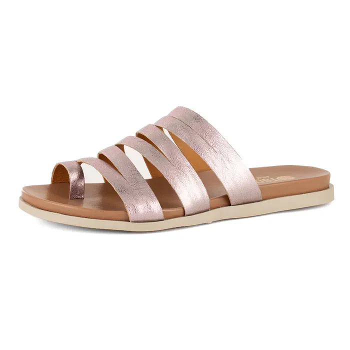 Abuye : Ladies Leather Sandal in Pink Metallic - Image 4