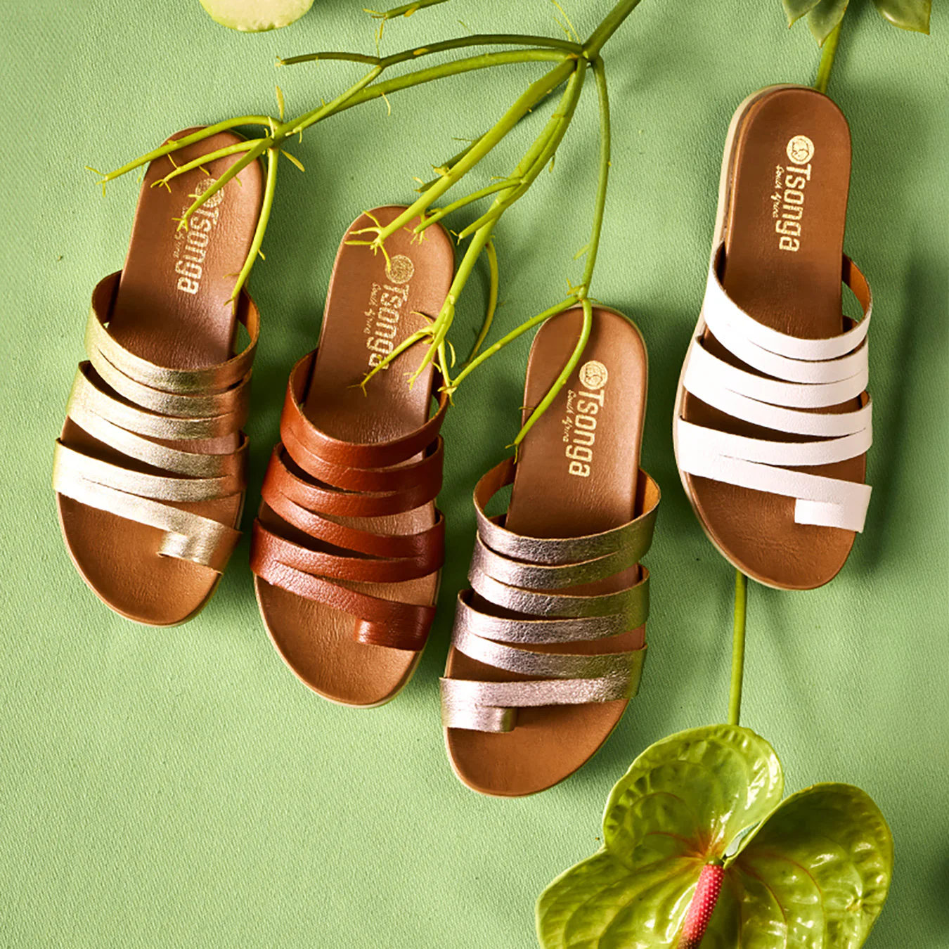 Abuye : Ladies Leather Sandal in White - Image 2