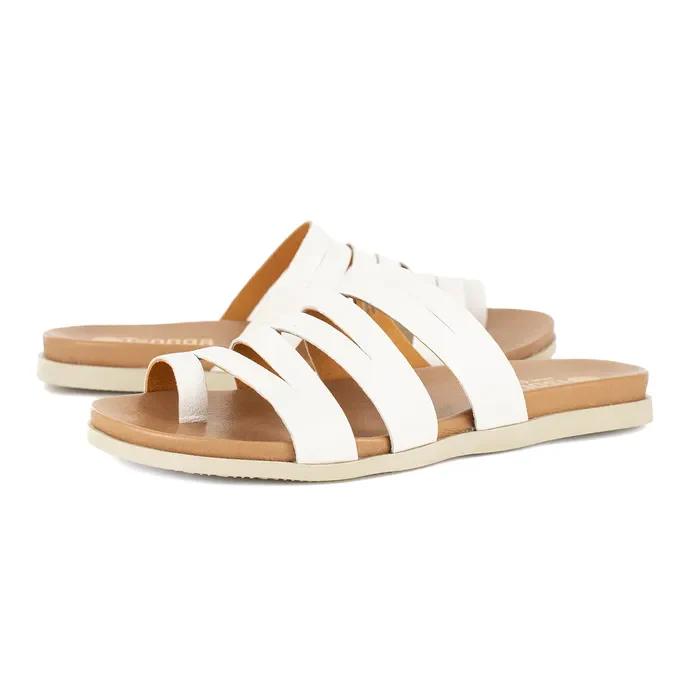 Abuye : Ladies Leather Sandal in White - Image 3