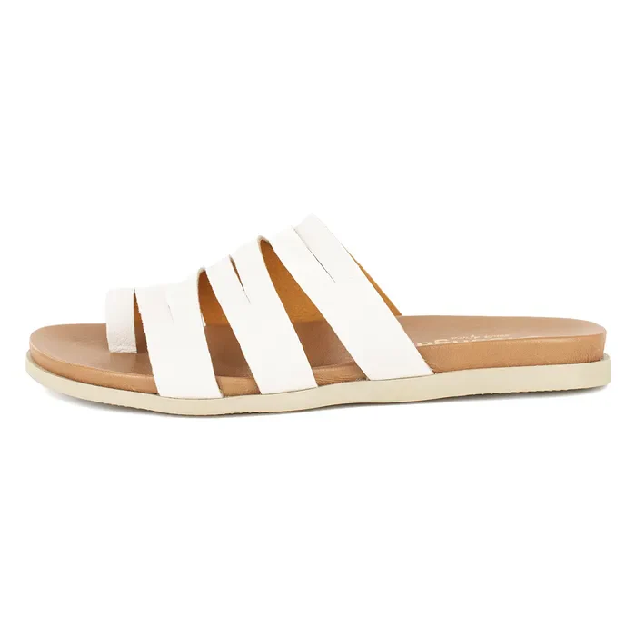 Abuye : Ladies Leather Sandal in White - Image 5