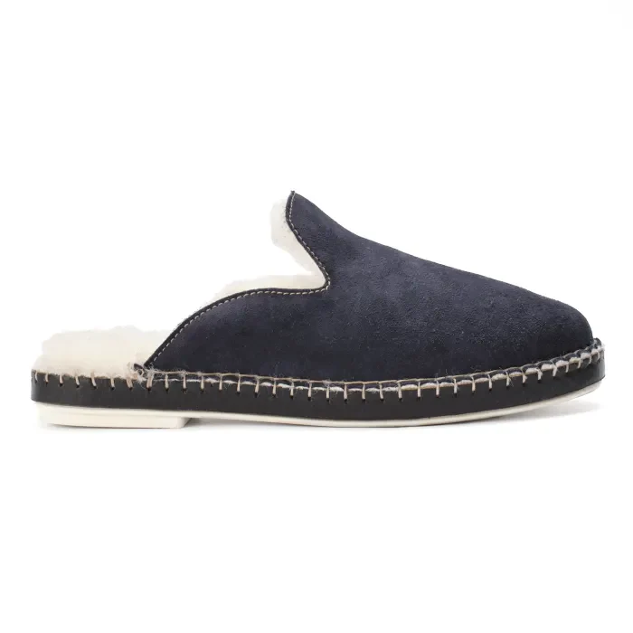Andava : Ladies Leather Mule in Navy Suede - Image 3