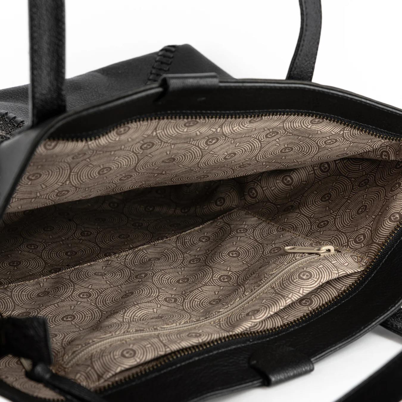 Awonke : Ladies Leather Shopper Handbag in Black Delta & Nero Rockafella - Image 8