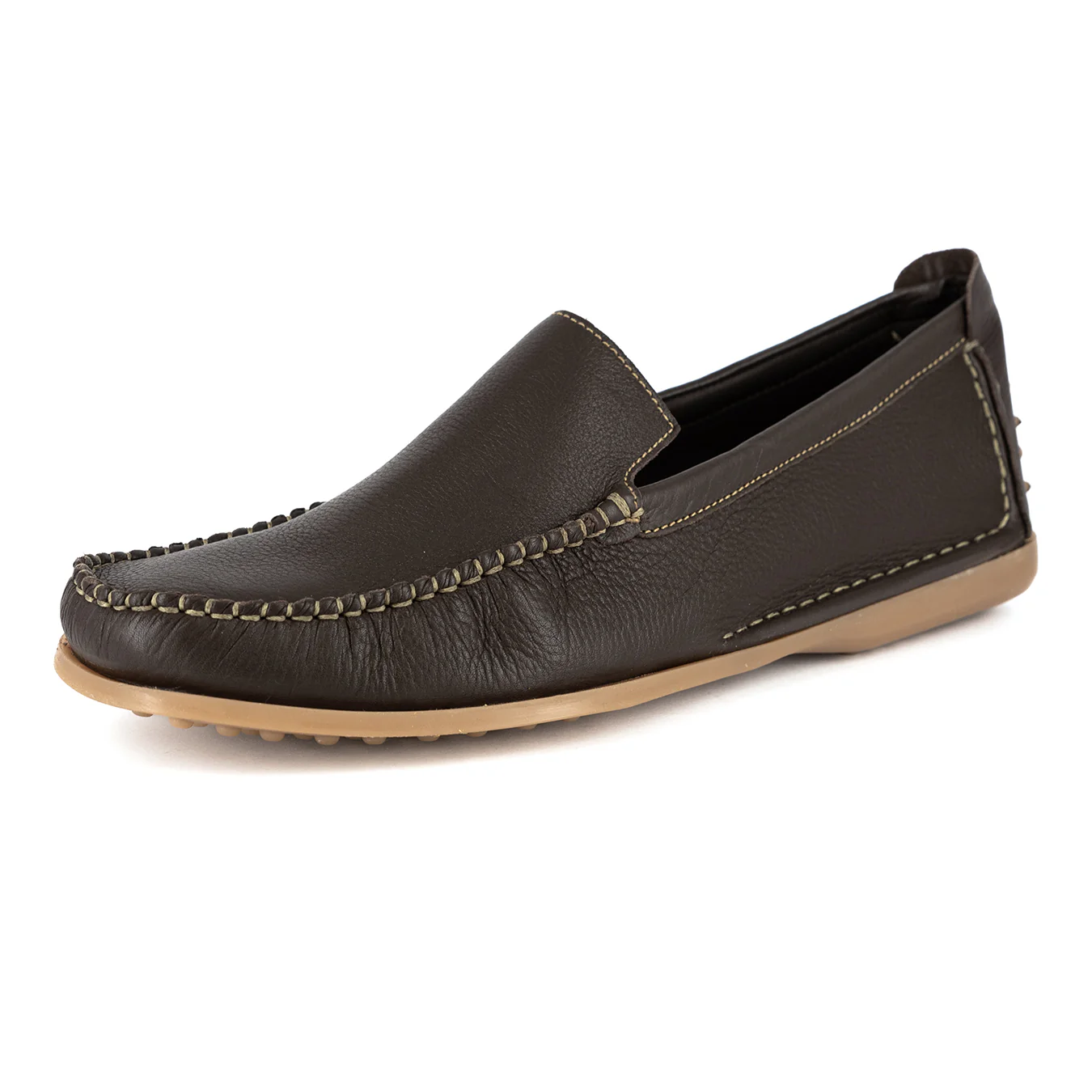 Banakho : Mens Leather Moccasin in Choc Delta - Image 3