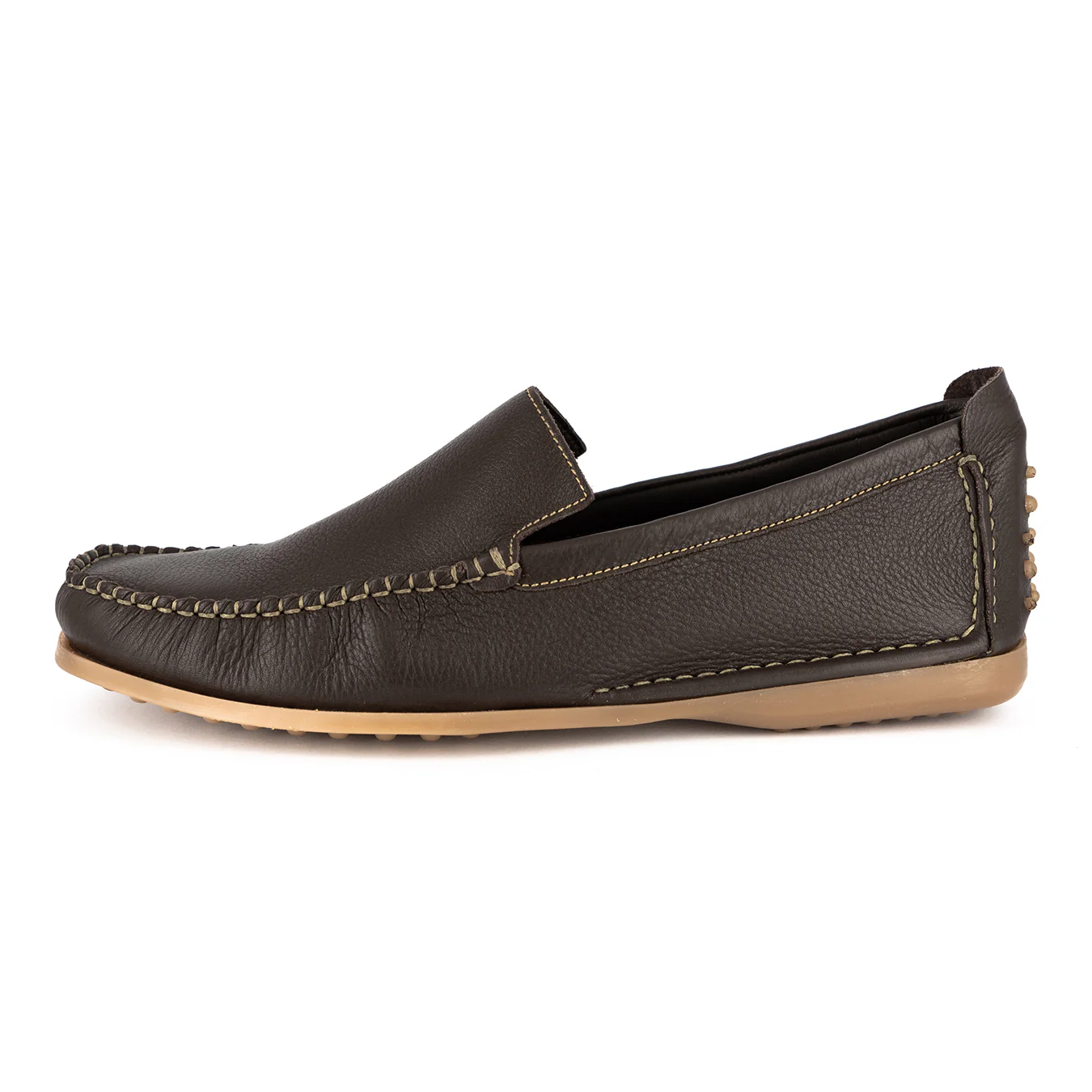 Banakho : Mens Leather Moccasin in Choc Delta - Image 4