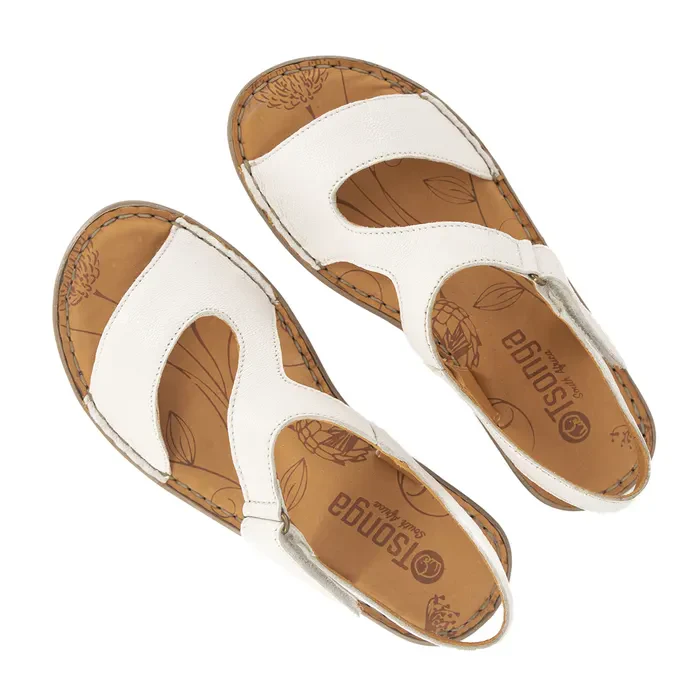 Bazaruto : Ladies Leather Sandal in White - Image 4