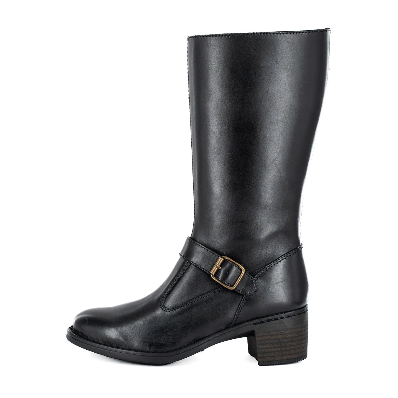 Bobedi : Ladies Leather Mid-calf Boot in Black Relaxa - Image 4