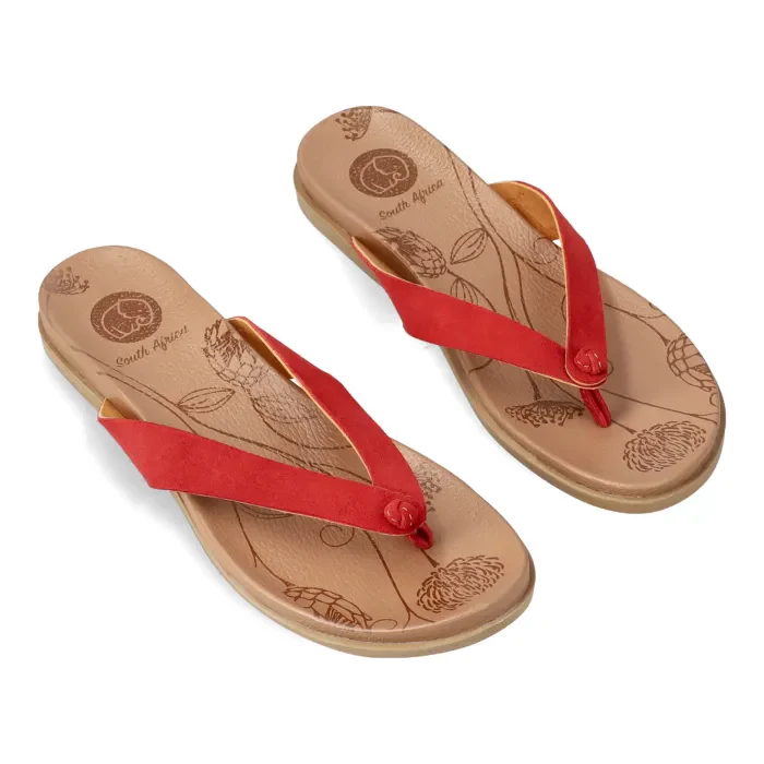 Chakane : Ladies Leather Sandal in Red