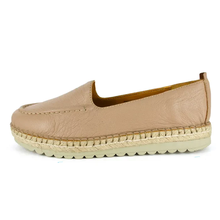 Dodoma : Ladies Leather Espadrille in Timber - Image 3
