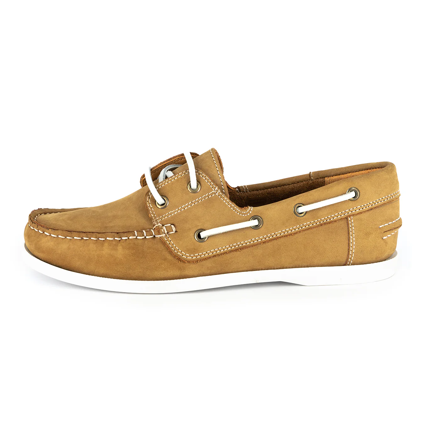 Exwaya : Mens Leather Boat Shoe in Tan Nubuck - Image 4