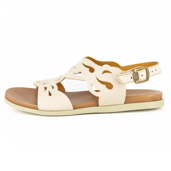 Faraji : Ladies Leather Sandal in Cream - Image 3