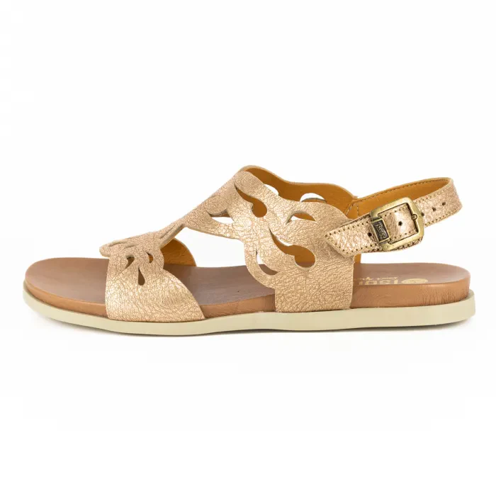 Faraji : Ladies Leather Sandal in Gold - Image 3
