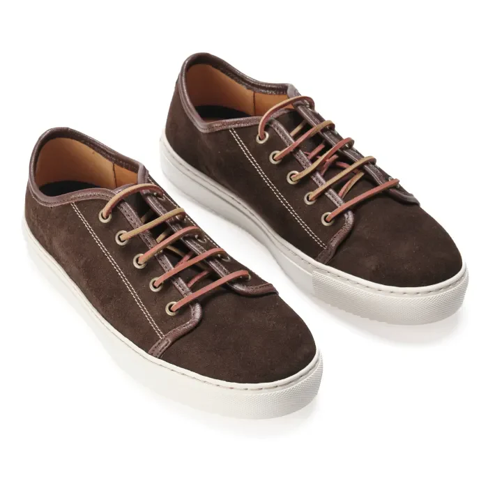 Frontier : Mens Leather Sneaker in Choc