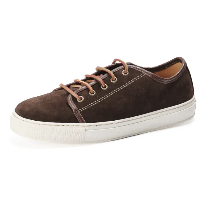 Frontier : Mens Leather Sneaker in Choc - Image 2