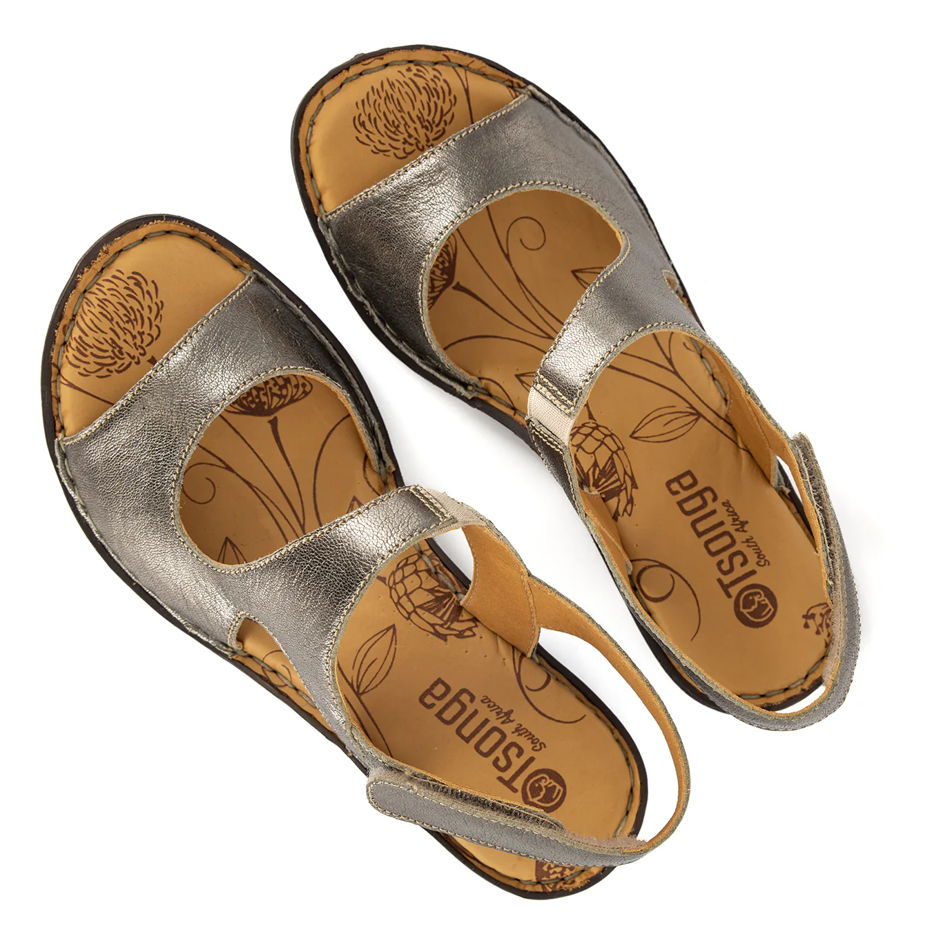 Gadla : Ladies Leather Sandal in Anthracite - Image 4