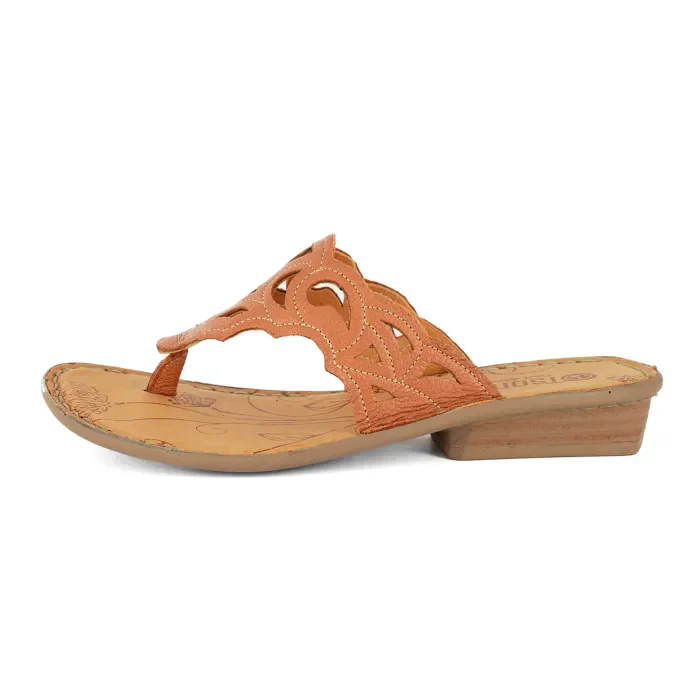 Gankla : Ladies Leather Sandal in Oak - Image 3