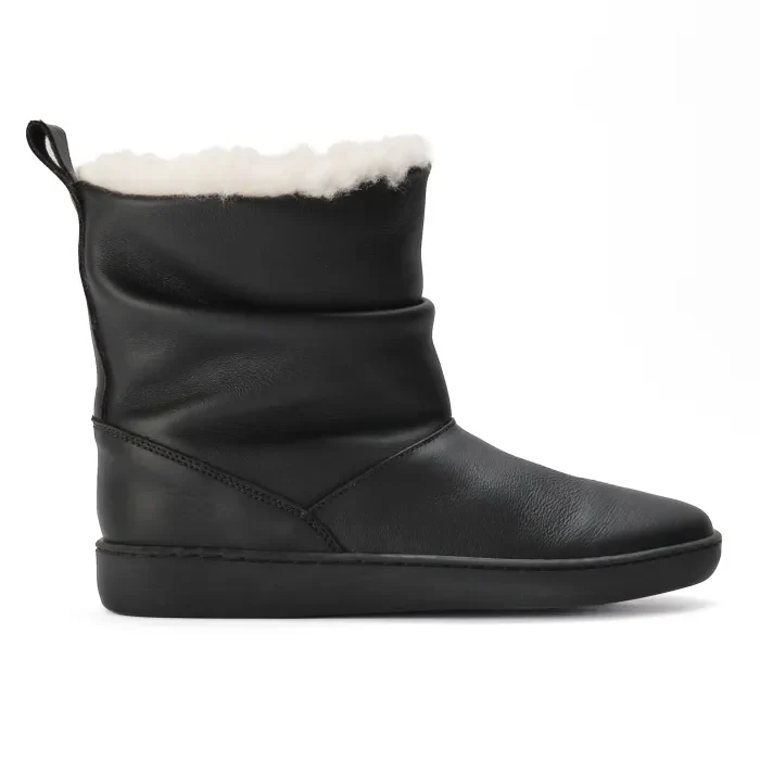Iholide : Ladies 100% Wool-Lined Leather Short Boot in Black Floater - Image 3