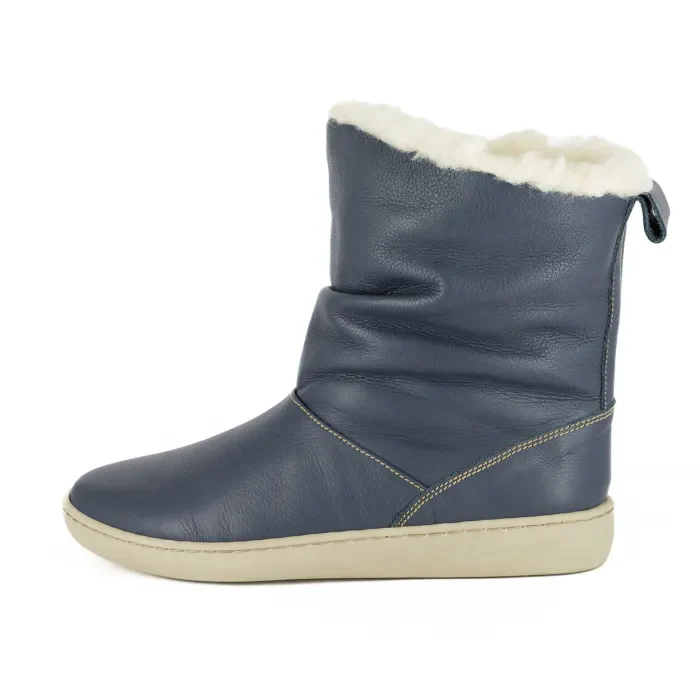 Iholide : Ladies 100% Wool-Lined Leather Short Boot in Denim - Image 3