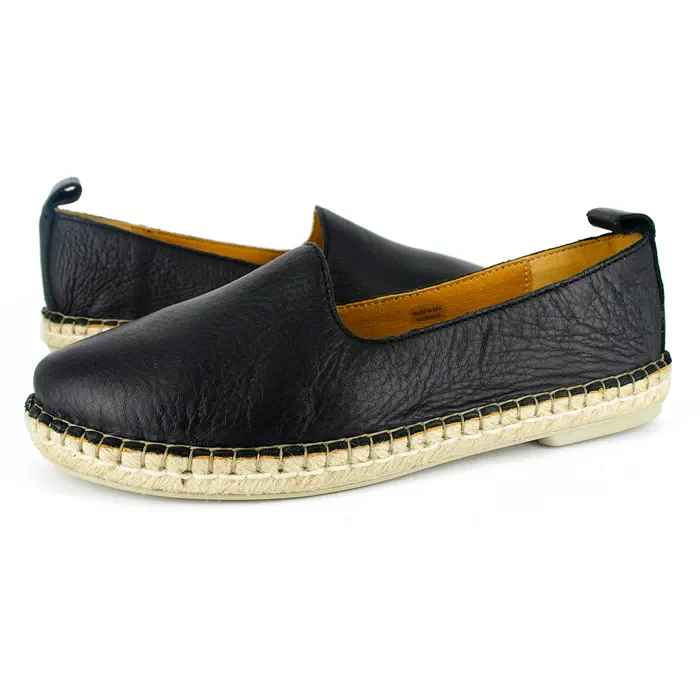 Indzima : Ladies Leather Espadrille Shoe in Black Natan - Image 2