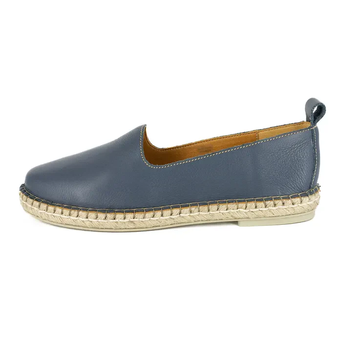Indzima : Ladies Leather Espadrille Shoe in Denim Natan - Image 3