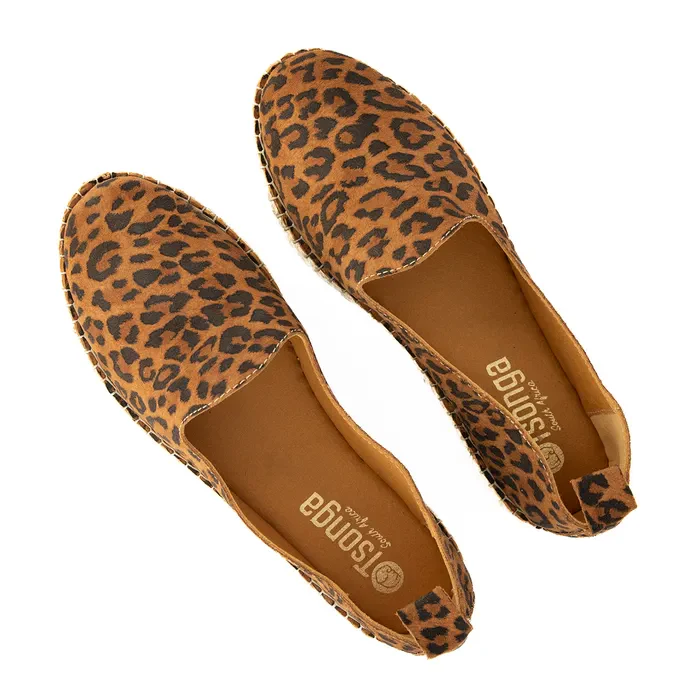 Indzima : Ladies Leather Espadrille Shoe in Spotted Lisoto - Image 4