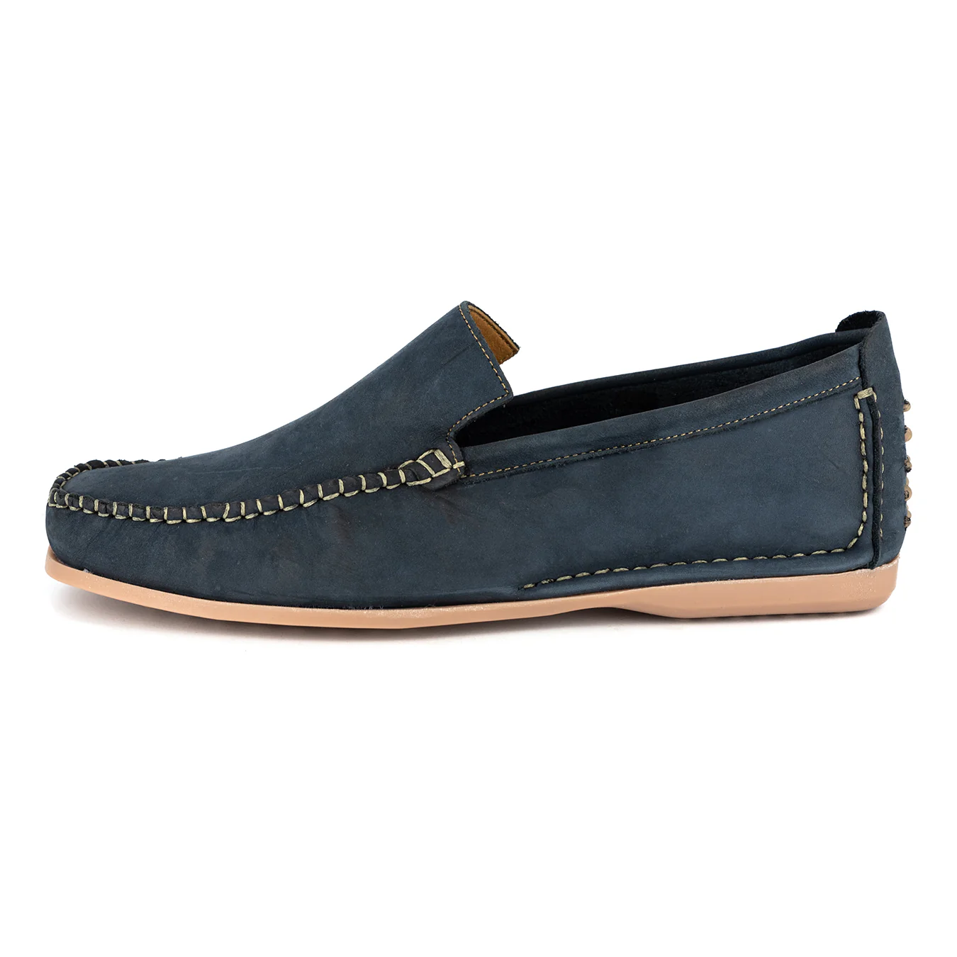 Insonga : Mens Leather Moccasin in Marine Nubuck - Image 3