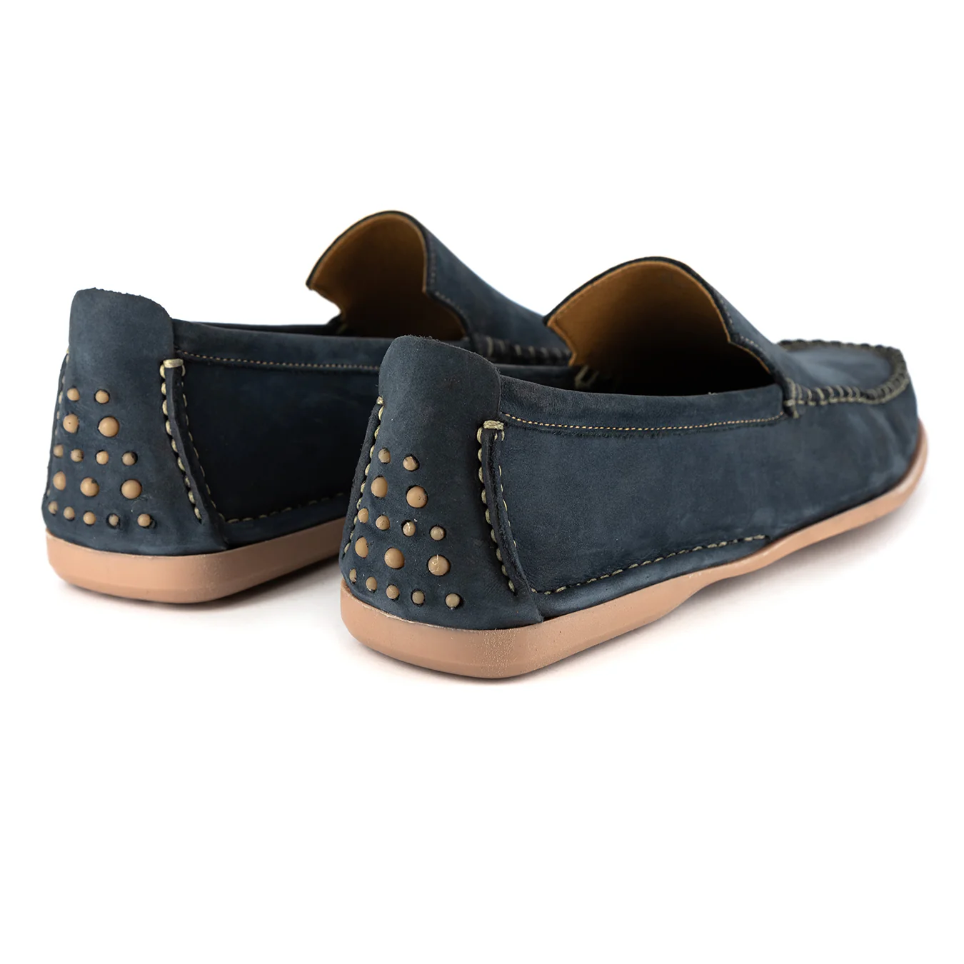 Insonga : Mens Leather Moccasin in Marine Nubuck - Image 4