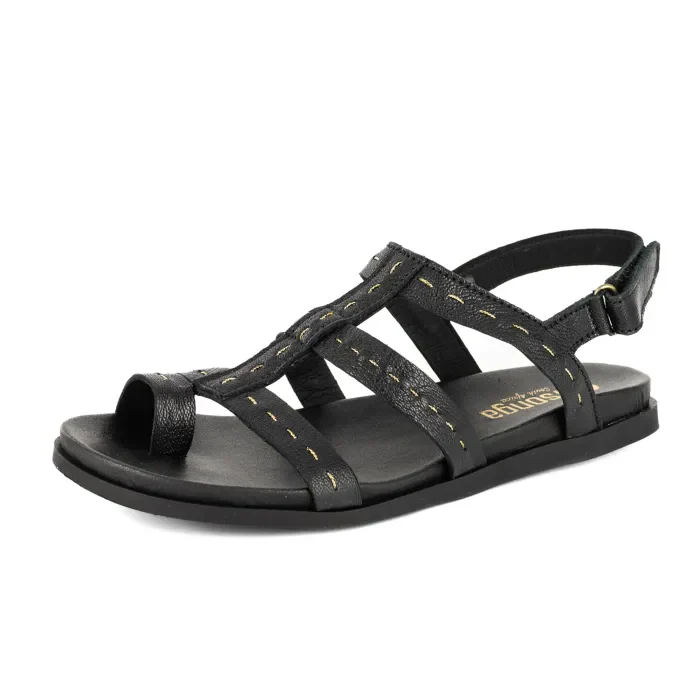 Kalahari : Ladies Leather Sandal in Black - Image 3