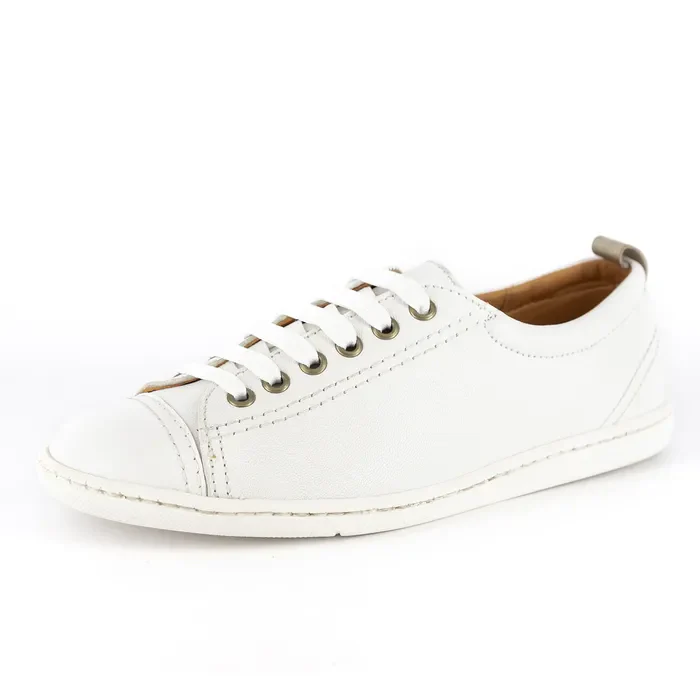 Kaniso : Ladies Leather Sneaker in White Cayak - Image 3