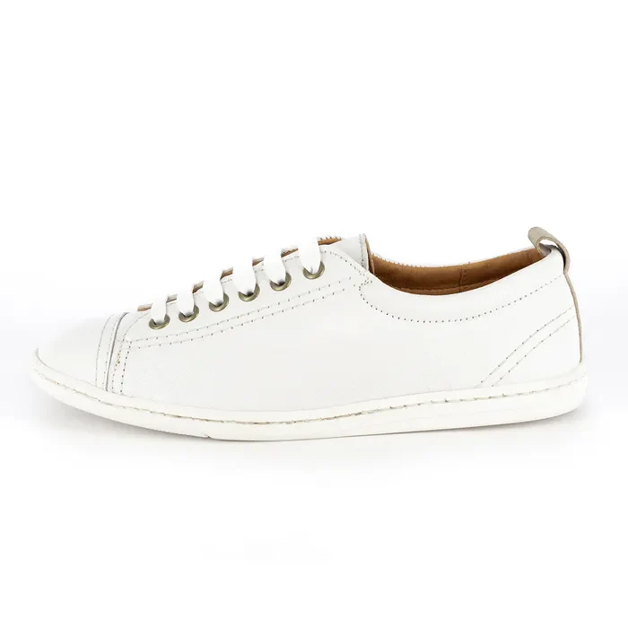 Kaniso : Ladies Leather Sneaker in White Cayak - Image 4