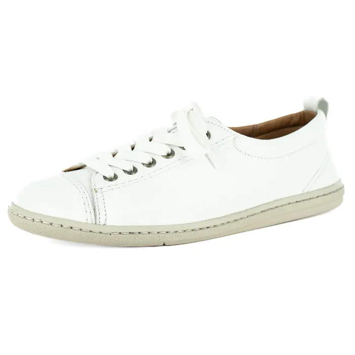 Kaniso : Ladies Leather Sneaker in White Cayak (Stone Sole) - Image 2