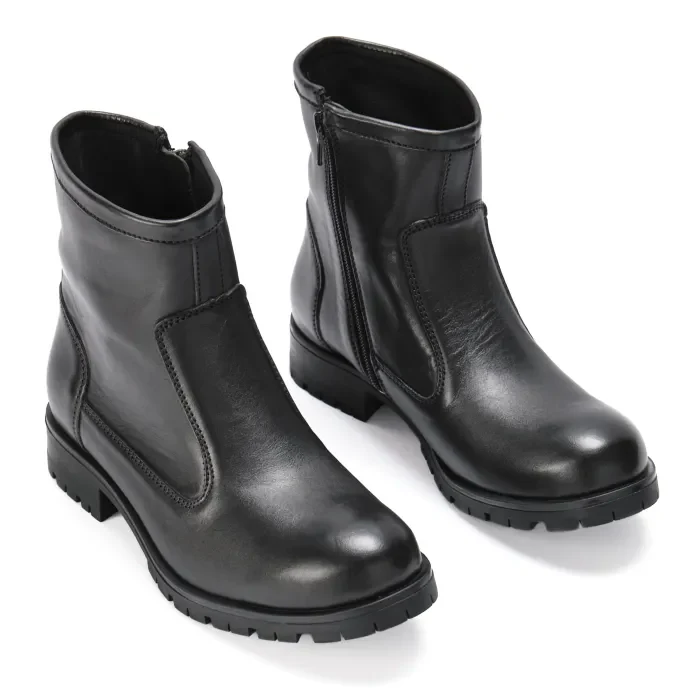 Karima : Ladies Leather Ankle Boot in Black