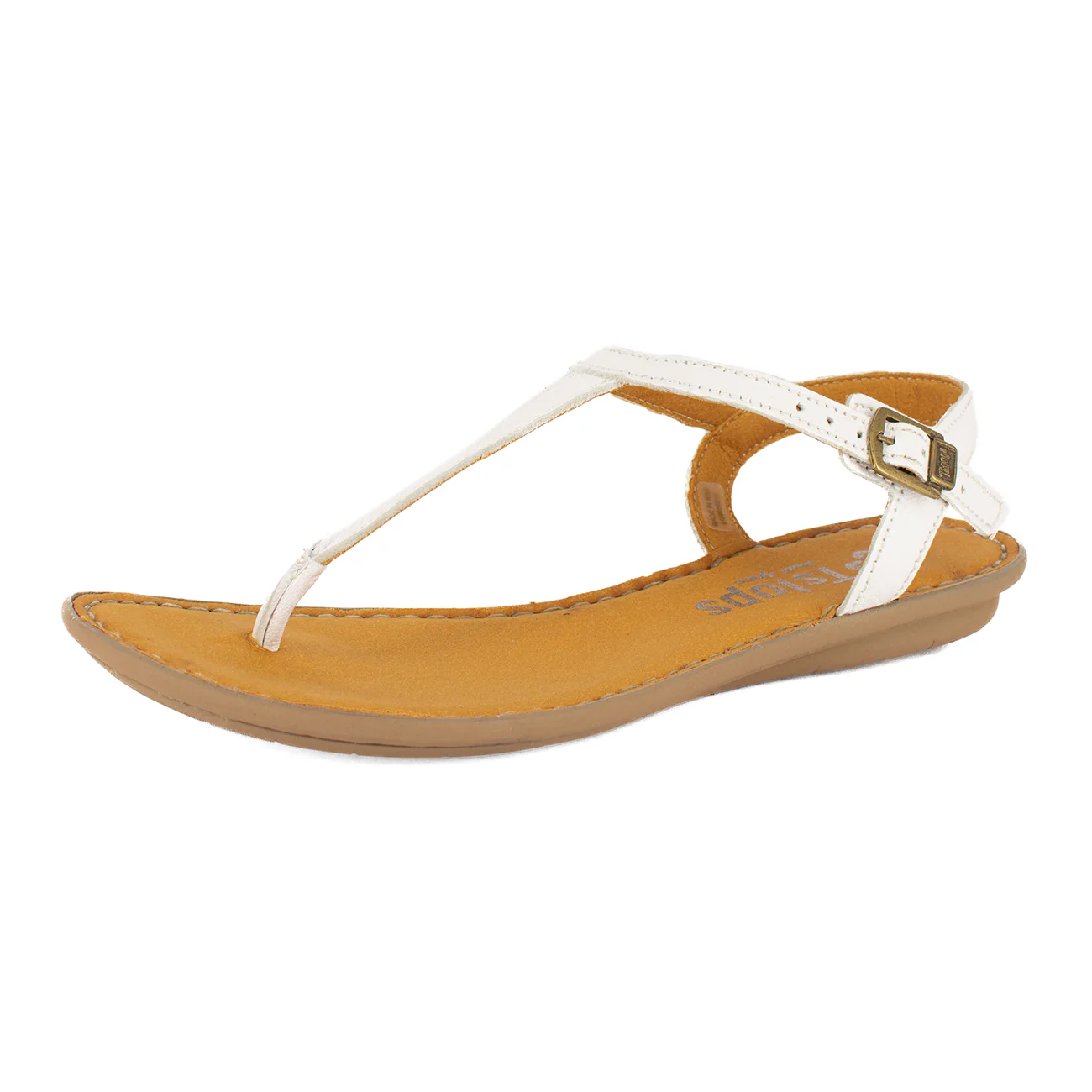 Khuthaza : Ladies Leather Tslops Sandal in White Cayak - Image 3
