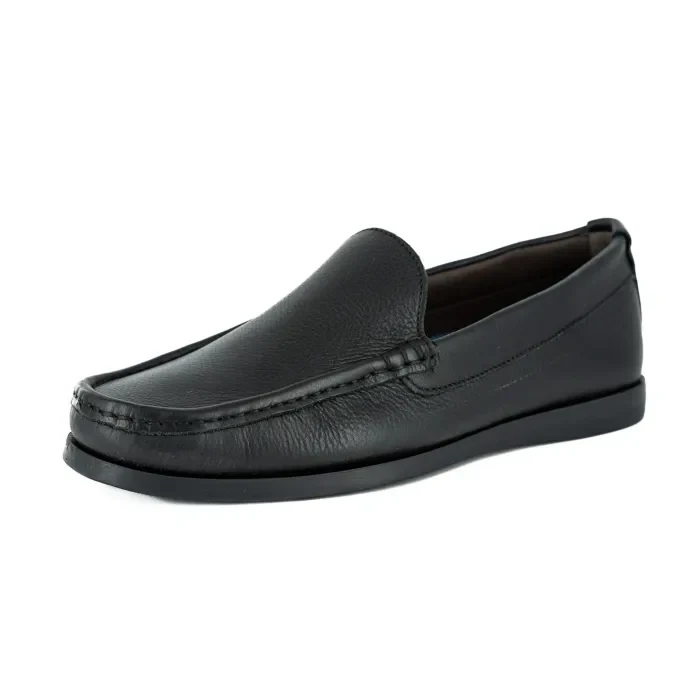 Kinshasa : Mens Leather Moccasin in Black Natan - Image 2