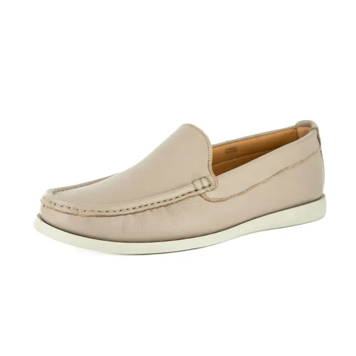 Kinshasa : Mens Leather Moccasin in Stone Natan - Image 3