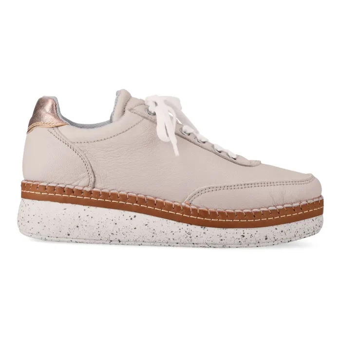 Kwazondi : Ladies Leather Platform Sneaker in Cream Cayak Sabbia Galaxy - Image 3