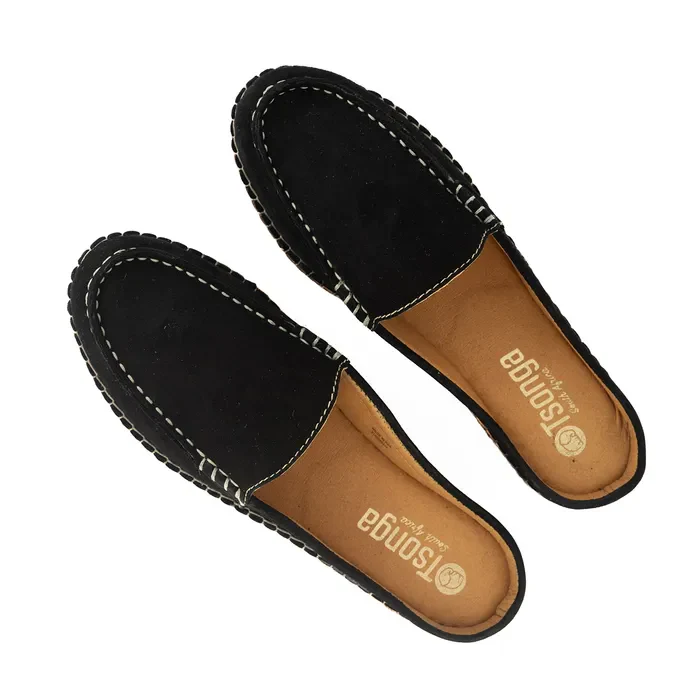 Lebowa : Ladies Leather Mule in Black Suede - Image 5