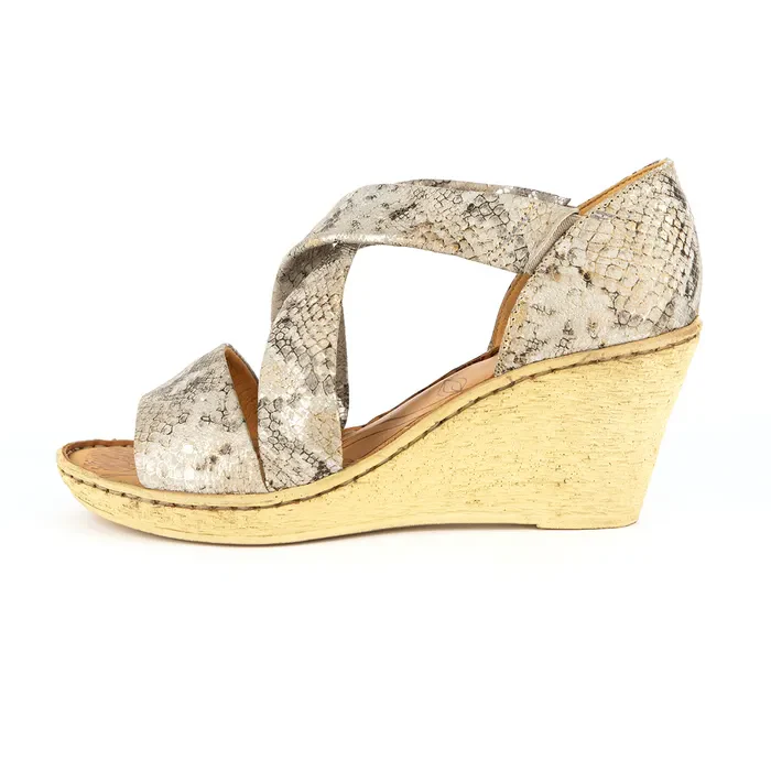 Lekuza : Ladies High-Heeled Leather Sandal in Opal - Image 3