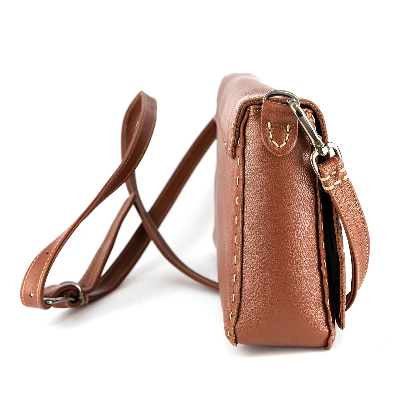 Liana : Ladies Leather Crossbody Handbag in Suede Cayak - Image 4