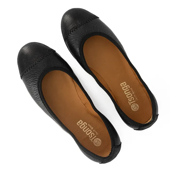 Mabuyana : Ladies Leather Pump in Black Cayak & Spirit - Image 4