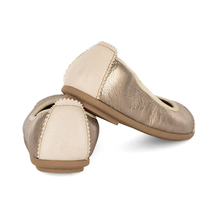 Mabuyana : Ladies Leather Pump in Sabbia & Cream - Image 4