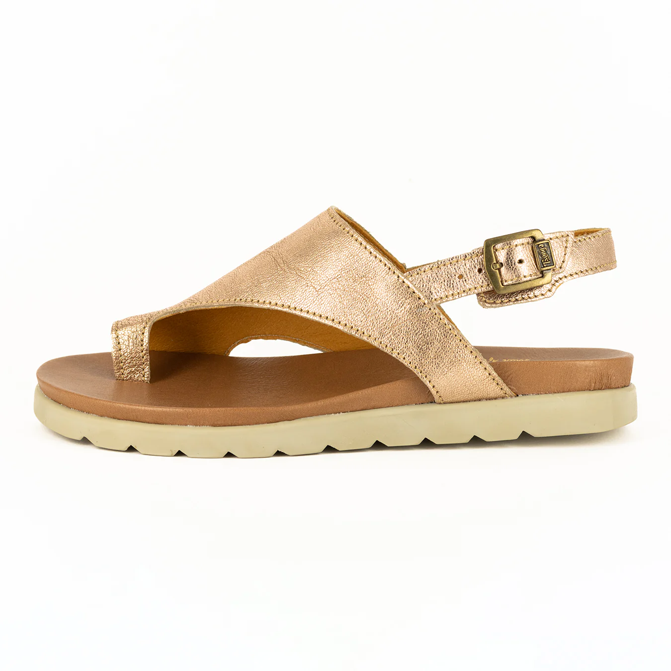 Madalitso : Ladies Leather Sandal in Gold - Image 3