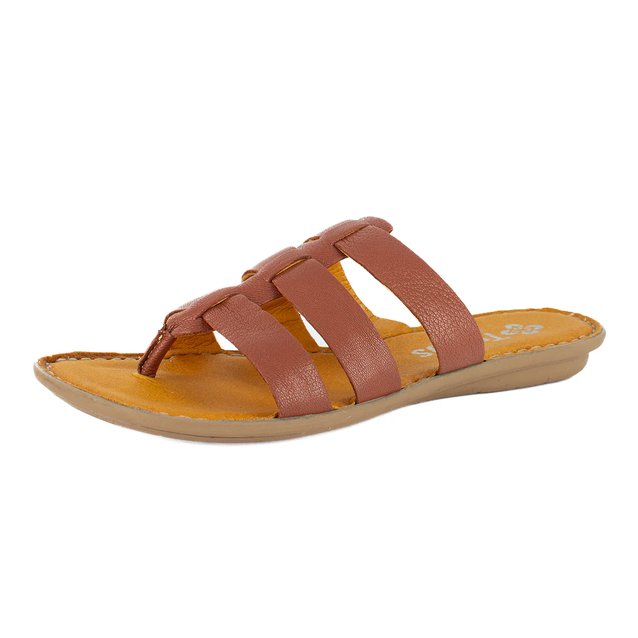 Maroua : Ladies Leather Tslops Sandal in Suede Cayak - Image 4