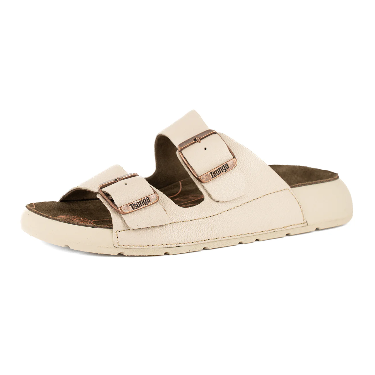 Masego : Ladies Leather Sandal in Cream - Image 3