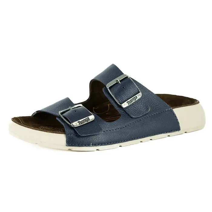 Masego : Ladies Leather Sandal in Marine - Image 2