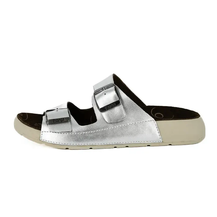 Masego : Ladies Leather Sandal in Silver - Image 3