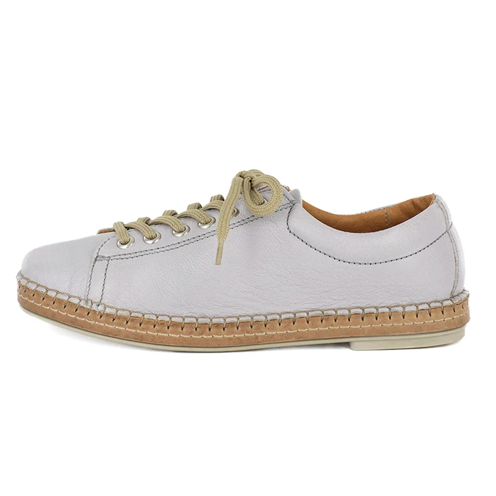 Naledi : Ladies Leather Sneaker in Grey Mist - Image 3