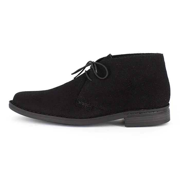Ncenga : Mens Leather Desert Boot in Black - Image 3