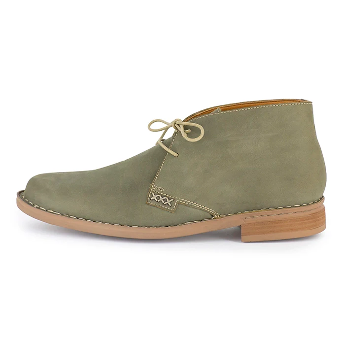 Ncenga : Mens Leather Desert Boot in Olive - Image 3